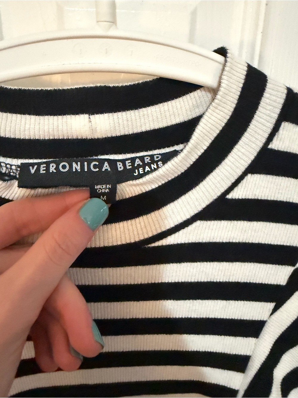 Veronica Beard Jeans Dawson Tee White/Black Size Medium - Picture 4 of 5